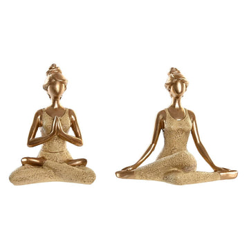 Deko-Figur DKD Home Decor Gold Yoga 19,5 x 11,5 x 18 cm (2 Stück)